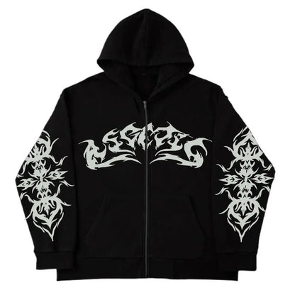 Y2K Retro Autumn Hoodies for Men & Women – Personalized Printed Street Style Long Sleeve Hooded Cardigan