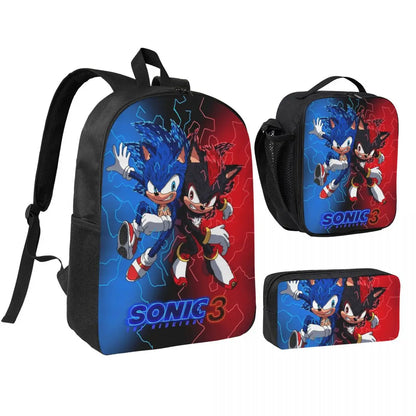 3-Piece Student Backpack Set - Cartoon School Bag with Lunch Bag and Pencil Case