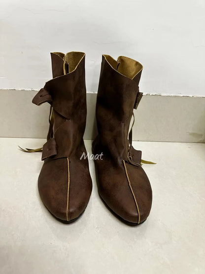 Men’s Medieval Cosplay Boots – PU Leather Ankle Shoes, Victorian Renaissance Style