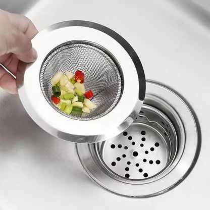 Stainless Steel Kitchen Sink Strainer - Anti-Blocking Funnel, Hair Catcher for Basin, Floor Drain and Dishwasher