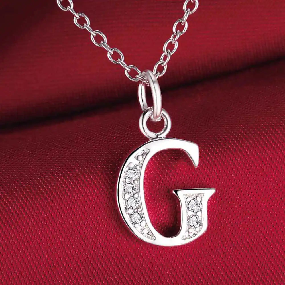 26 Letters 925 Sterling Silver Zircon Necklace Pendant – Personalized Alphabet Jewelry for Women | Elegant Wedding & Gift Accessory