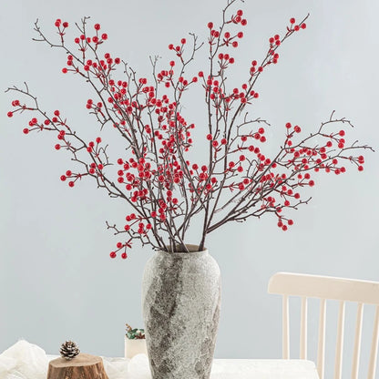 Artificial Holly Plant with Red Berries – Mini Decorative Bonsai for Home, Table, Garden, Festival, Party, Wedding, DIY Gifts