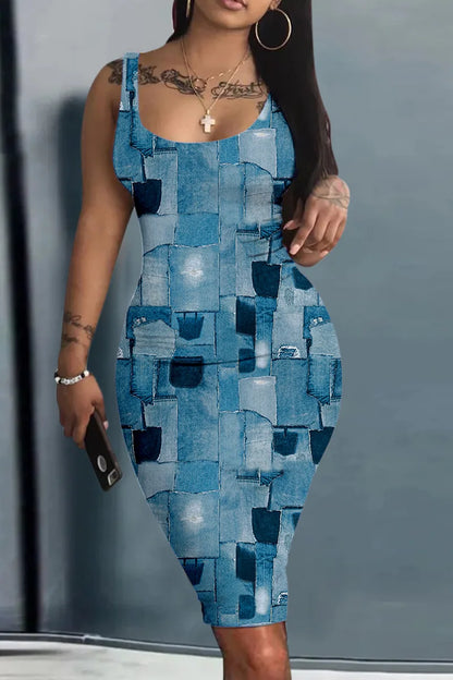 Women’s World Map Mini Dress – Harajuku Sleeveless Sundress with Geometric 3D Print, Sexy Fun Vestido Summer Clothing