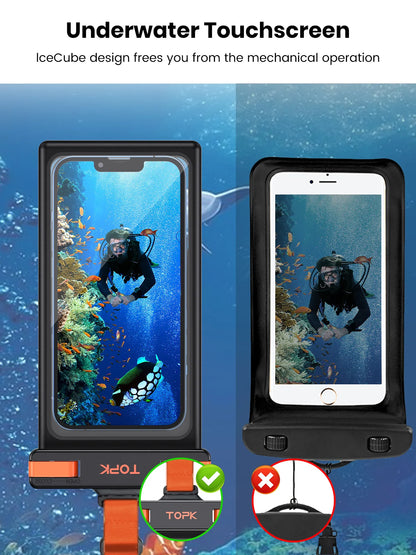 TOPK Waterproof Phone Pouch: IPX8 Underwater Screen Touchable Case for Mobile Phones Up to 7.0 inches