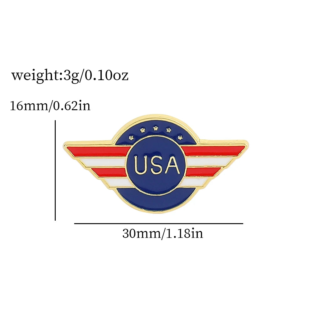 USA Flag Lapel Pin – Cute Coat of Arms & American Map Brooch, National Emblem Button Badge