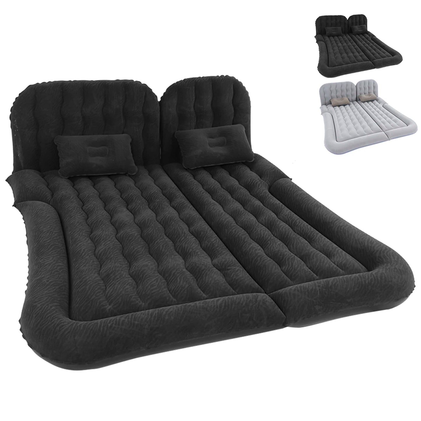 2-in-1 Car Inflatable Bed – PVC Flocking Travel Mattress & Soft Cushion for Car & SUV