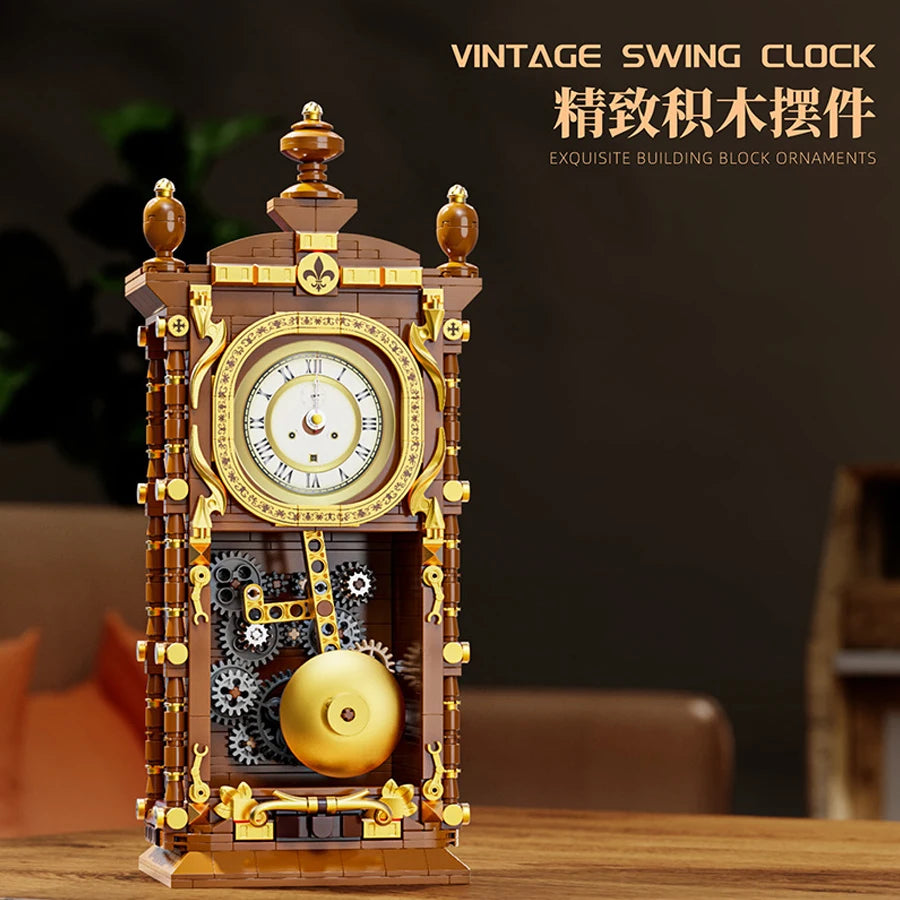 Classic Retro Swing Clock Building Blocks Set – 751PCS Mechanical Pendulum 3D Brick Model Kit for Kids & Adults Gift