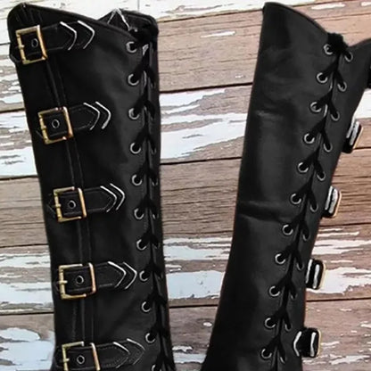 Men’s Lace-Up Medieval Leg Gaiters — Viking Pirate Knight Cosplay Steampunk Renaissance Armor Covers