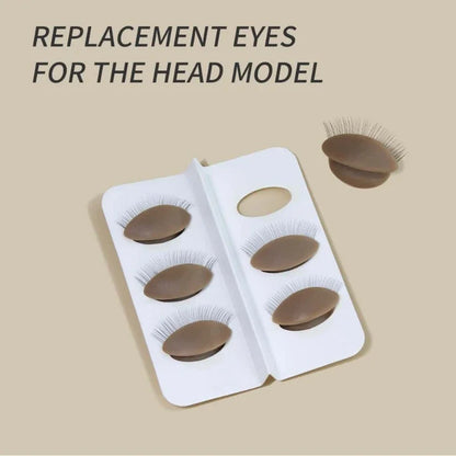 False Eyelash Extension Practice Head - Silicone Training Mannequin with Removable Eyelids for Lash & Tattoo Practice