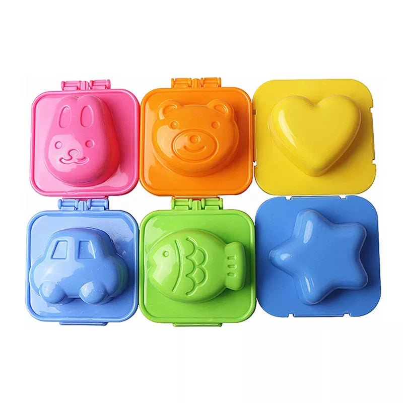 Cartoon Cute Boiled Egg Mold Set - Fish, Cart, Heart Shapes - Sushi Rice and Fondant Cake Decorating Tool for Children's Lunch