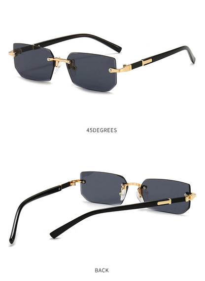 Fashion Rimless Sunglasses – Classic Small Square Frameless Shades for Men & Women, Summer Travel Eyewear