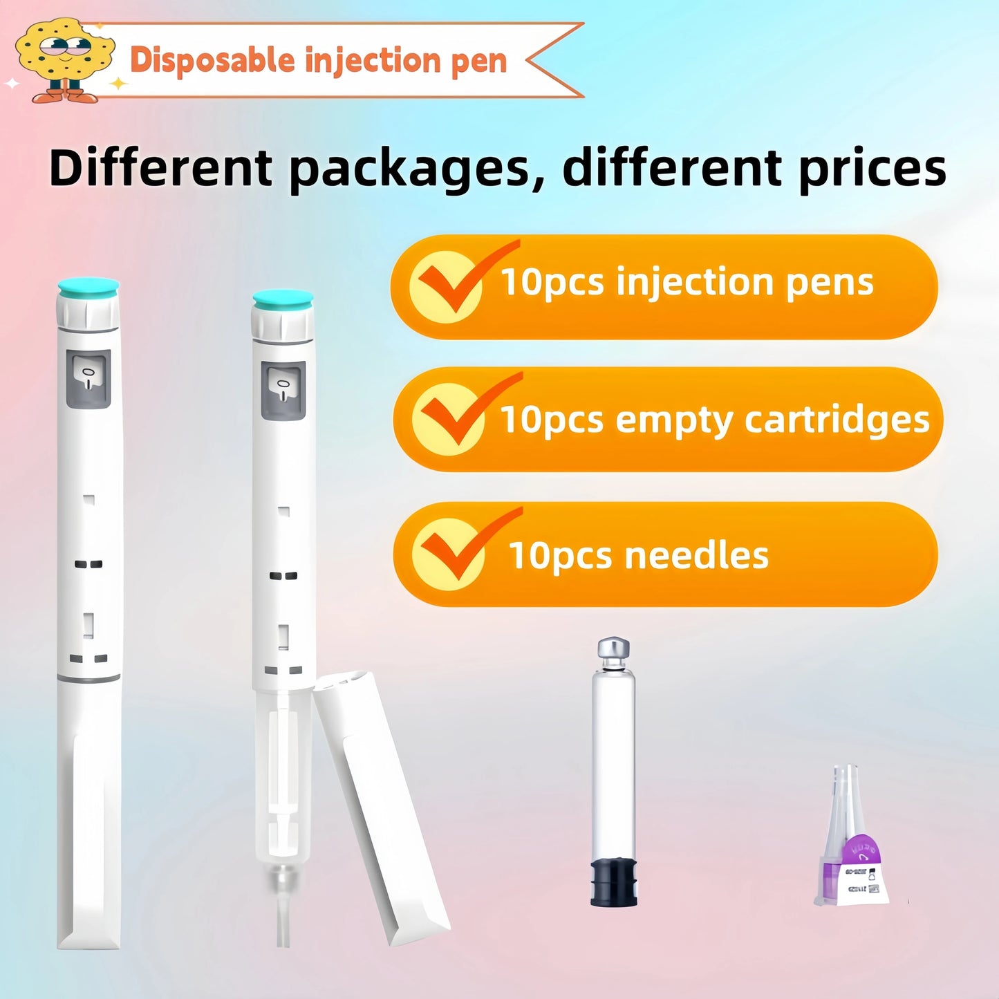 10PCS Disposable Injection Pens (Without Medication) — Individually Packaged Pre-Filled Pen Set