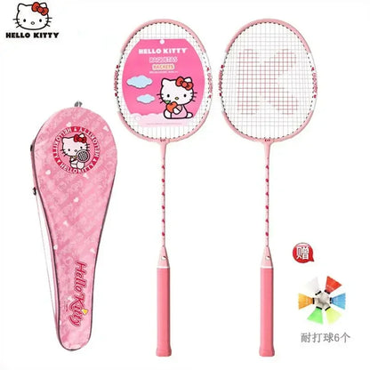 Hello Kitty Kawaii Anime Badminton Racket Set – Ultra-Light Durable Double Rackets, Cute Sports Gift