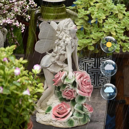 Waterproof Solar Flower Fairy Night Light – Angel Girl Statue for Outdoor Garden & Courtyard, Home Decoration Sculpture