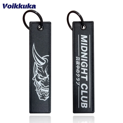 Midnight Club Oni Mask Keychain Set — 1/2/3pcs Embroidered Double-Sided Funny Tag for Motorcycle Accessories