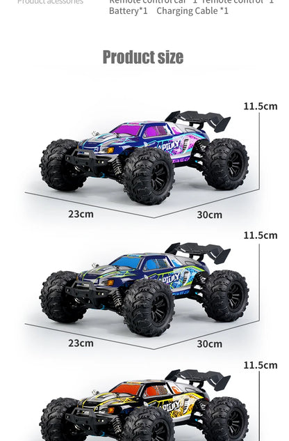 ZWN 1:16 4WD RC Monster Truck – 70KM/H High-Speed Drift Remote Control Car with LED for Kids, vs Wltoys 144001