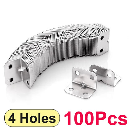 # 90 Degree Stainless Steel Corner Brackets - L-Shaped Braces for Wood Cabinets, Furniture & Shelves