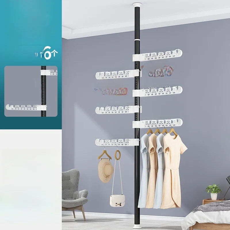 High-Bearing Floor-to-Ceiling Clothes Drying Rod — Indoor Hanging Rack, No Drilling Required