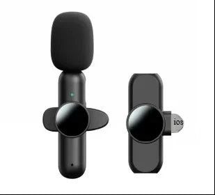 Basix Mini Wireless Lavalier Microphone - Noise Cancelling Portable Mic for iPhone Android Camera Live Interviews