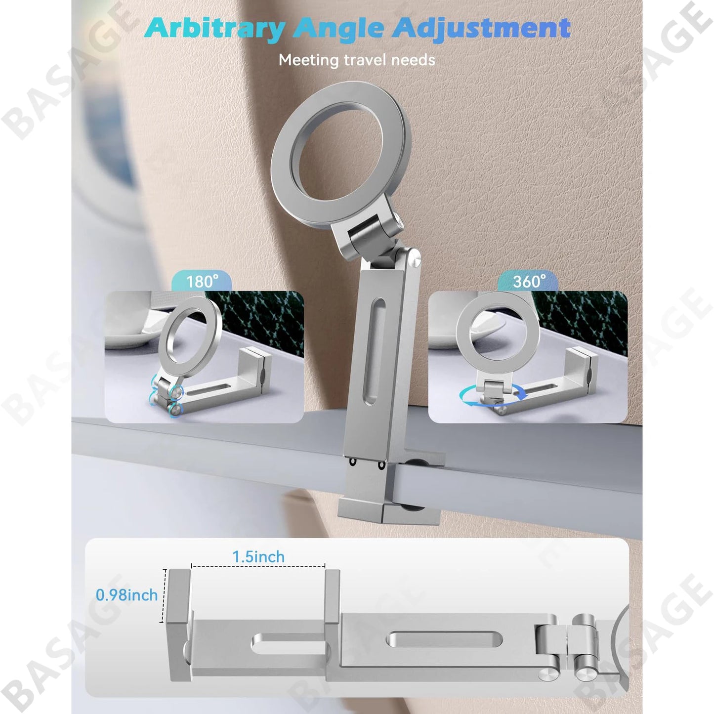Universal Magnetic Phone Holder - Flexible Rotation, Hands-Free Airplane Mount for iPhone 15 Pro Max Series