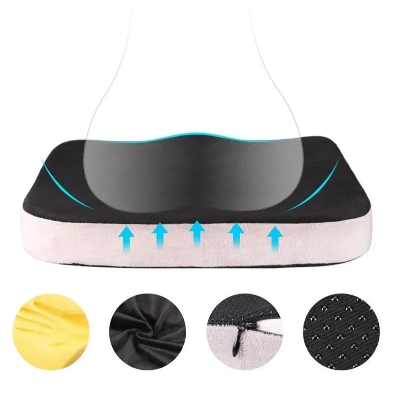 Orthopedic Memory Foam Coccyx Cushion – Non-Slip Tailbone & Sciatica Pain Relief Seat Pad for Office Chair & Car
