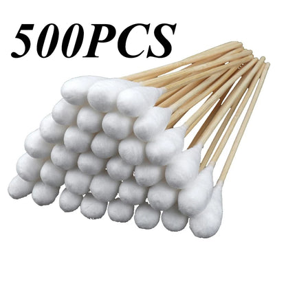 100/300PCS 6-Inch Precision Cotton Swabs - Pointed Cotton Buds with Long Wooden Sticks and Storage Case
