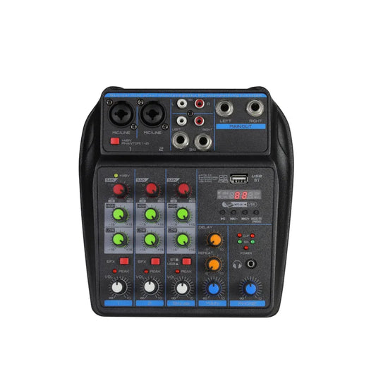 4 Channel DJ Mixer Console – Bluetooth, 48V Phantom Power, USB Audio Interface for Monitor & Karaoke System