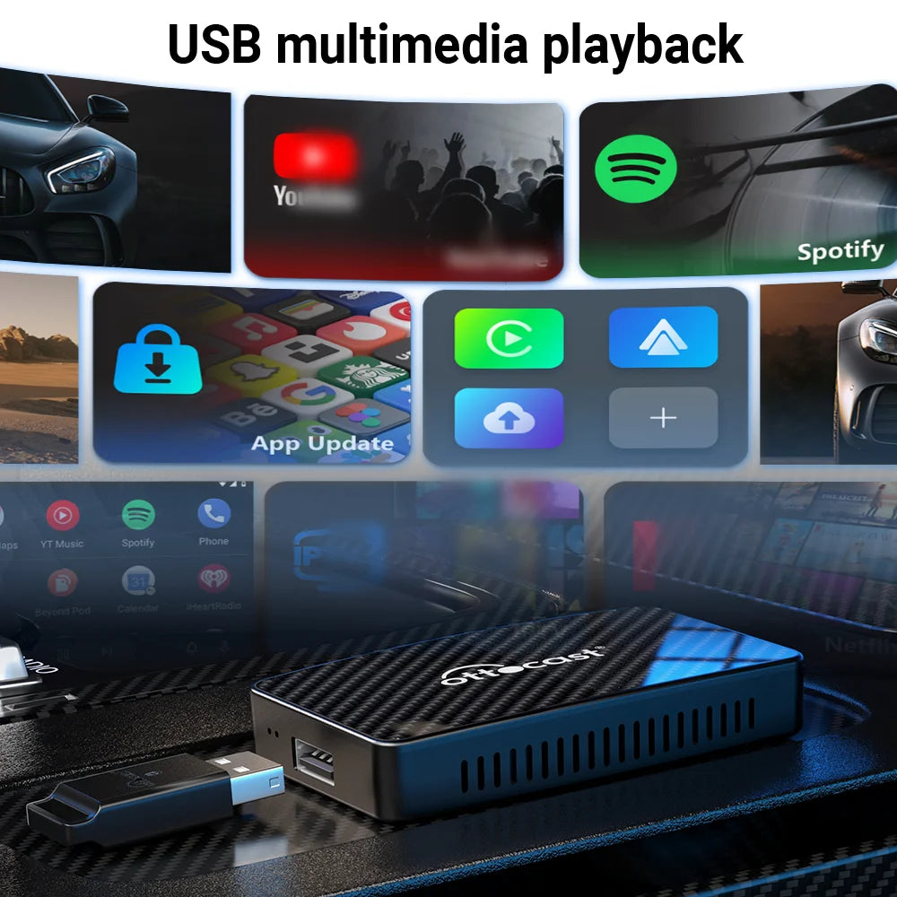 Ottocast Play2Video Pro Car Android AI Box – Wireless CarPlay & Android Auto Adapter, Netflix Ready, Single WiFi Plug & Play