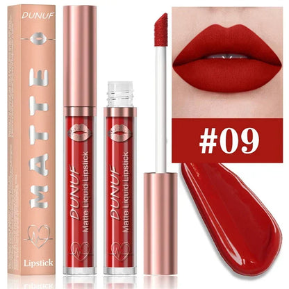 Matte Velvet Dark Red Brown Lip Gloss – Long-Lasting Waterproof Liquid Lipstick with Natural Moisturizer & Transparent Lip Oil