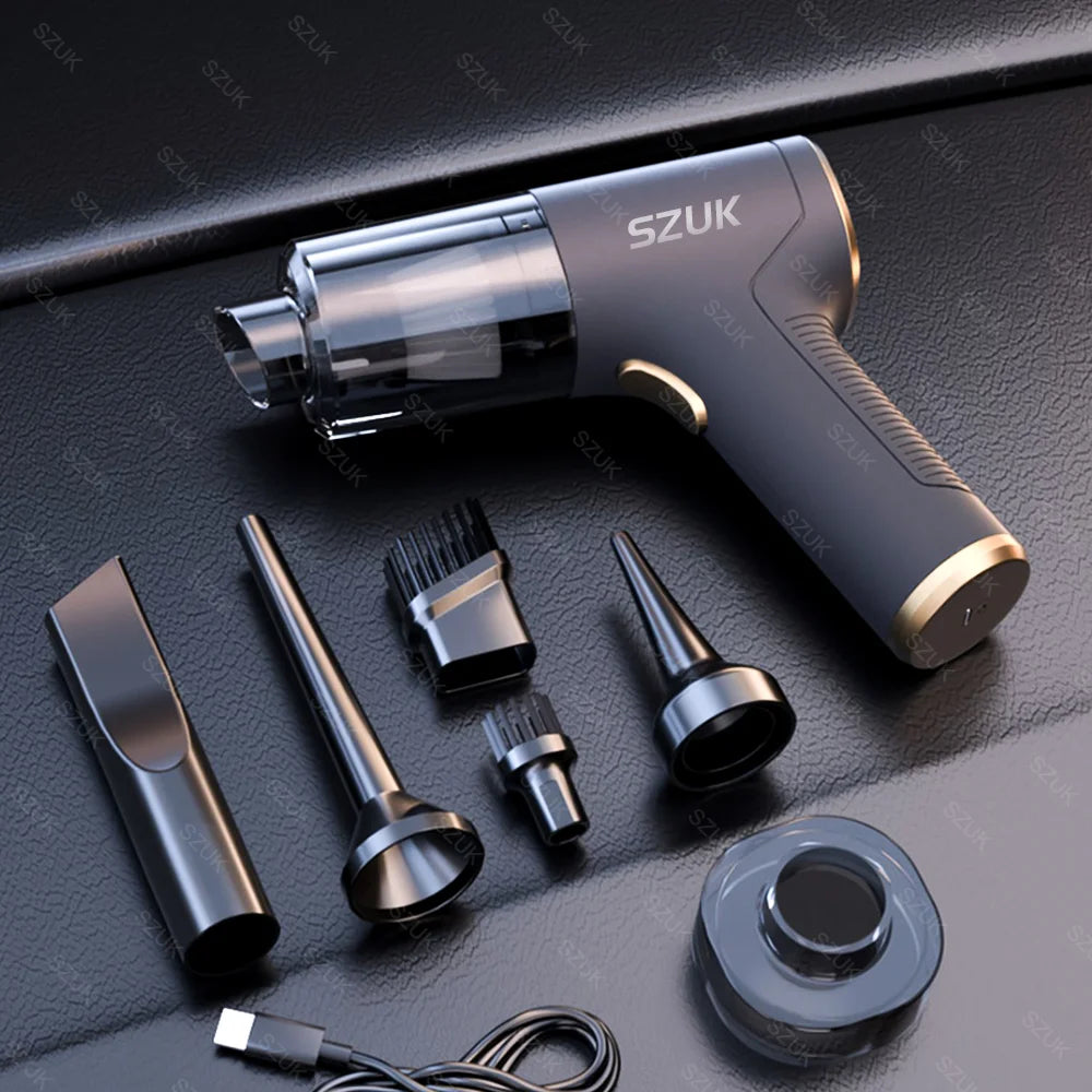 SZUK 98000PA Mini Car Vacuum Cleaner — Powerful Handheld Wireless Portable Cleaner with Strong Suction