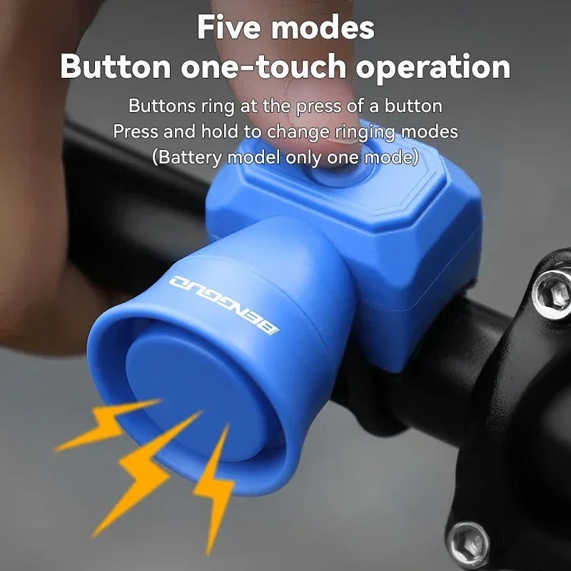 Bicycle Horn & Bell - Waterproof USB Rechargeable Electronic Bike Bell for Mountain Bikes, Scooters & Cycling