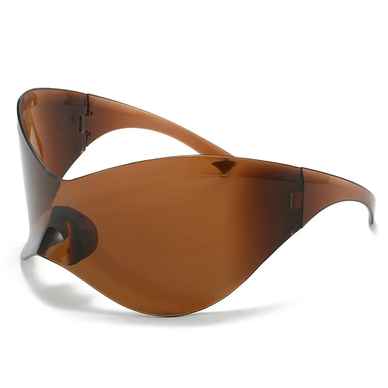 Oversized Futuristic Shield Sunglasses – Silver Mask Visor Eyeglasses for Women & Men, Y2K Punk Fashion Sun Glasses