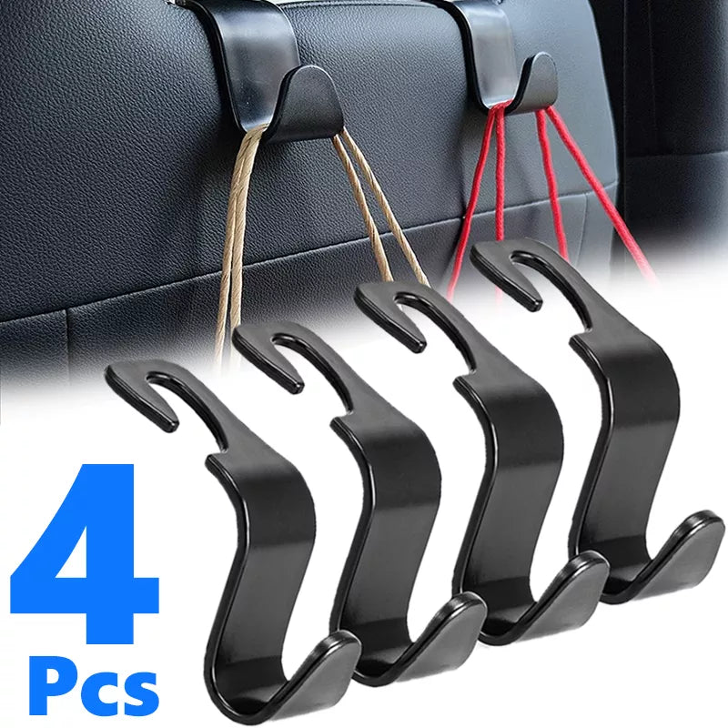 4-Pack Car Hooks for Bags - Front Seat Headrest Organizer Holder and Fastener Hangers