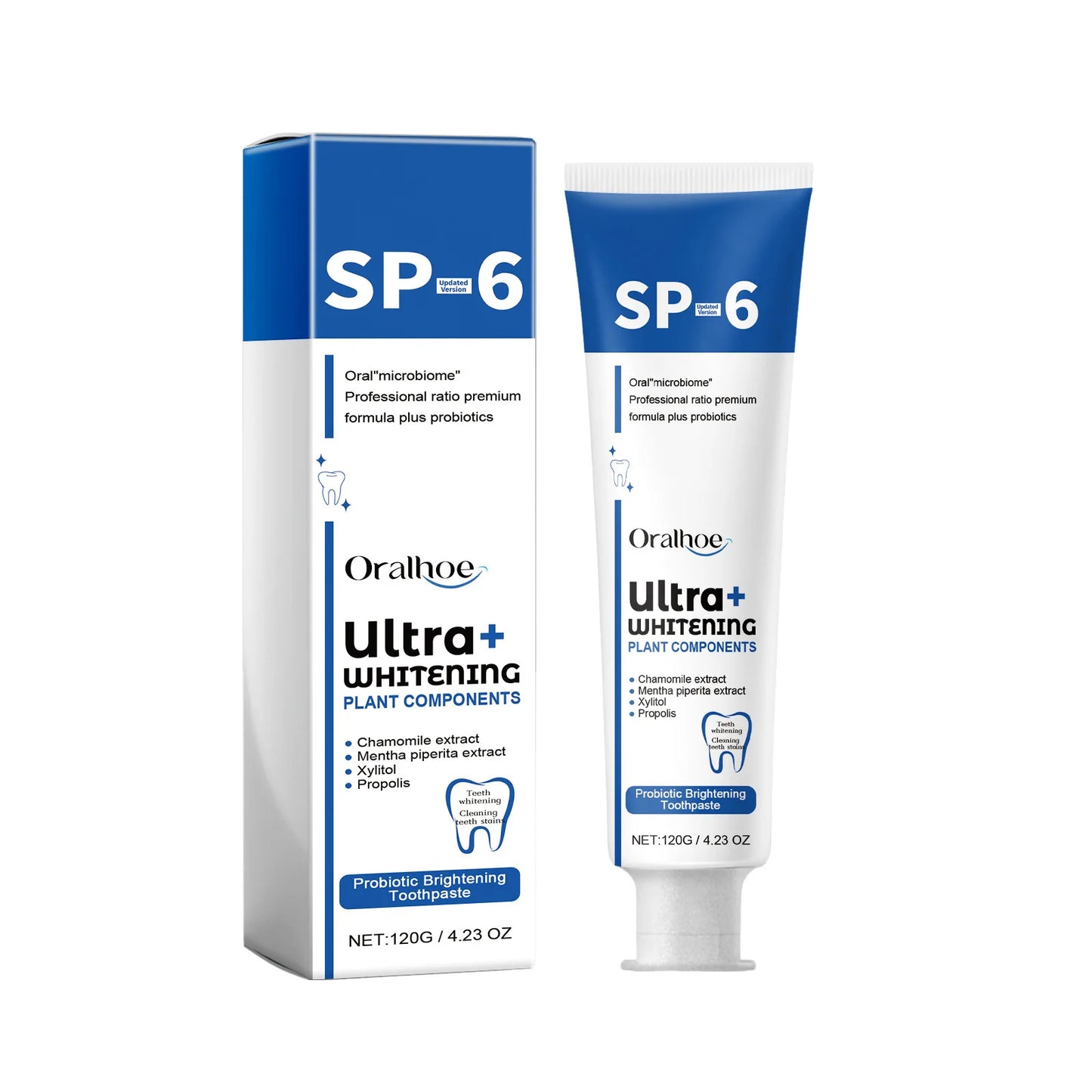 SP6 Probiotic Whitening Toothpaste – Stain Removal, Fresh Breath & Yellow Teeth Reduction for Daily Oral Care