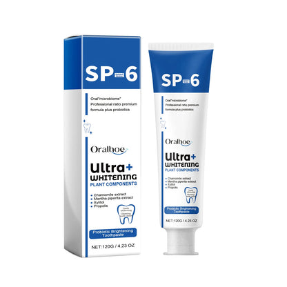 SP6 Probiotic Whitening Toothpaste – Stain Removal, Fresh Breath & Yellow Teeth Reduction for Daily Oral Care