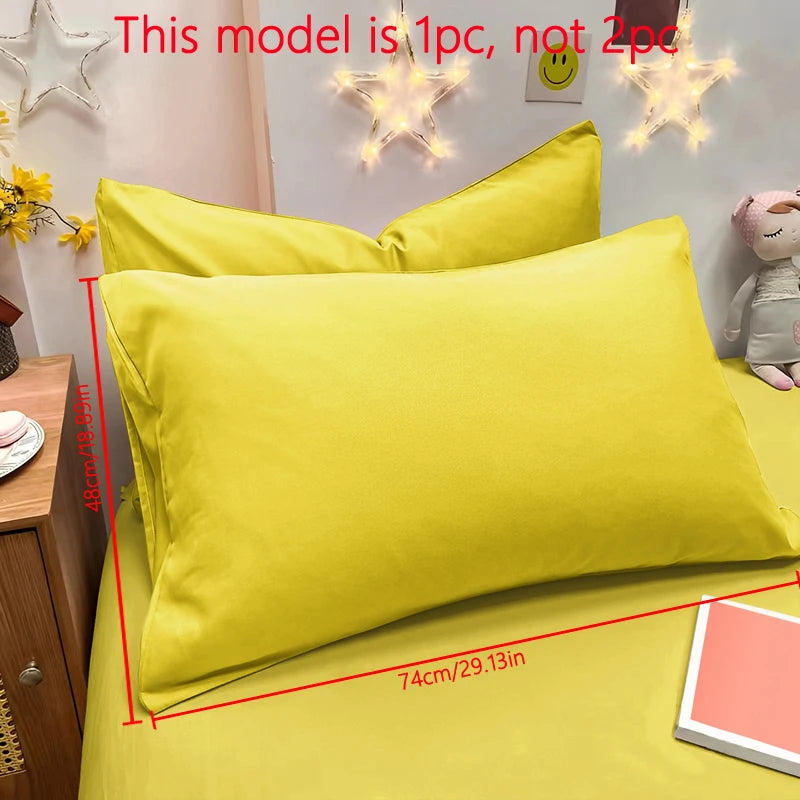 Matte Solid Color Pillowcase - Soft Pocket Sealed Bedroom Bedding Cover