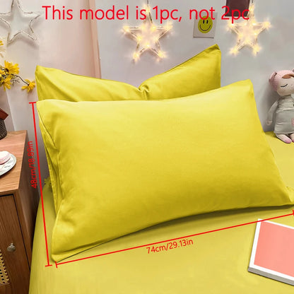 Matte Solid Color Pillowcase - Soft Pocket Sealed Bedroom Bedding Cover