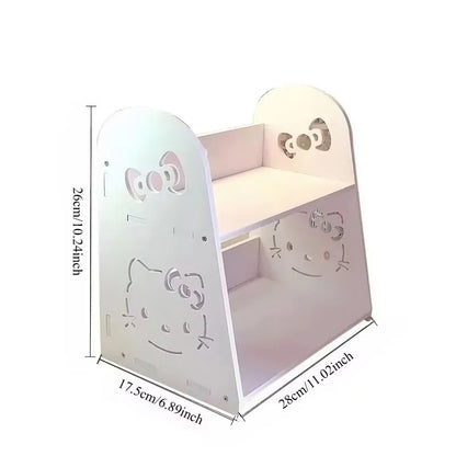 Hello Kitty 2-Tier Desktop Storage Shelf - Kawaii Desk Organizer & Makeup Stationery Display Rack