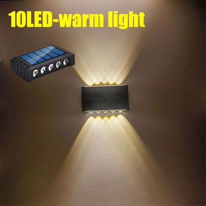 4/6/8/10 LED Solar Wall Lamp - Waterproof Up & Down Outdoor Light for Garden, Yard, Fence & Landscape Decor