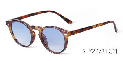 Vintage Round Sunglasses – 2024 Fashion Design for Men & Women, Retro Rivet Yellow & Blue Lens, Square Sun Glasses