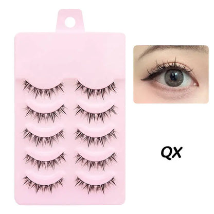 DINGSEN 5 Pairs Manga Style False Eyelashes — Soft, Natural, Long Anime Wispy Strip Lashes for Makeup