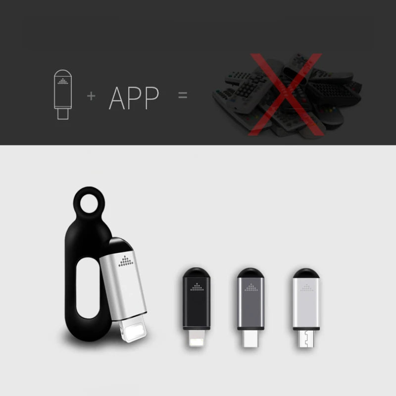 Universal Smartphone IR Blaster Remote Control Adapter - Type C, Micro, Lightning - TV and Air Conditioner Smart Infrared App Control