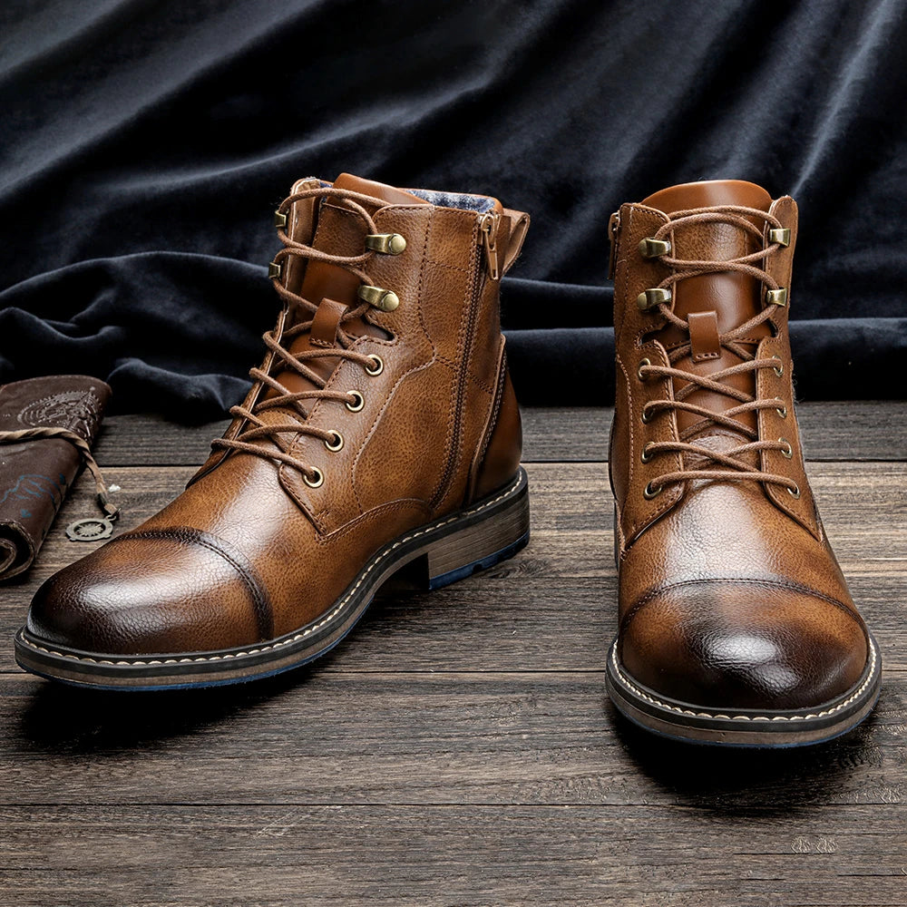 2023 Retro Men’s Leather Boots – Comfortable Spring Fashion Boots, Size 7-13