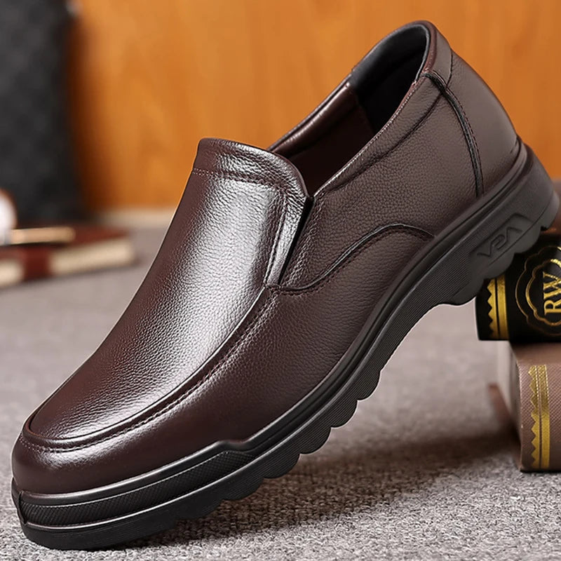 Men’s Leather Slip-On Dress Shoes - Plus Size Office, Wedding, Party and Business Formal Oxfords