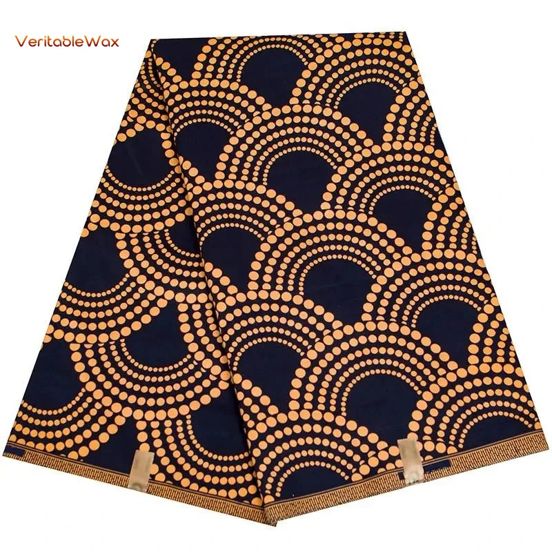 Ankara African Wax Print Fabric - Batik Pagne Polyester Material for DIY Sewing, Patchwork & Wedding Dress Craft