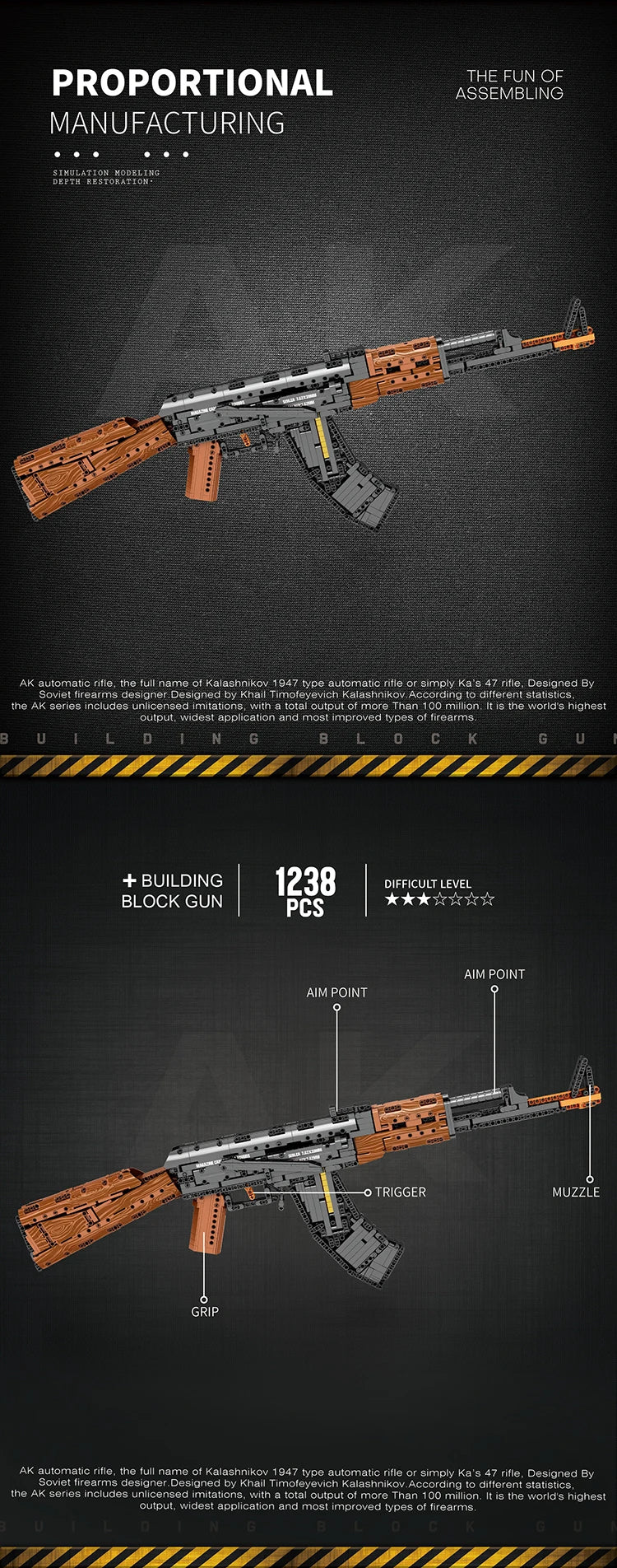 AK47 Assault Rifle Building Blocks – Military DIY Shootable Toy Gun for Kids
