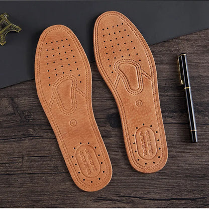 Real Cowhide Leather Insoles – Soft, Breathable, Anti-Slip Shock Absorbing Shoe & Boot Inserts