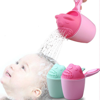 Cute Cartoon Baby Bath Cap & Shampoo Cup Set – Toddler Hair Washing Spoon & Bathing Bailer for Kids Shower Care Tools