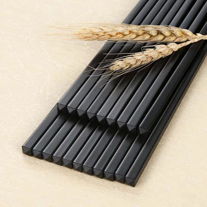 Reusable Black Alloy Chinese Chopsticks – Food Grade, Safe Bamboo, High-Temperature Sterilizable Sushi Sticks
