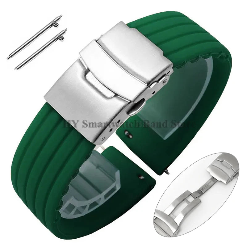 Quick Release Silicone Watch Strap 18–24mm – Sport Rubber Band for Huawei Watch GT2/3/4, Omega, Seiko, Fossil